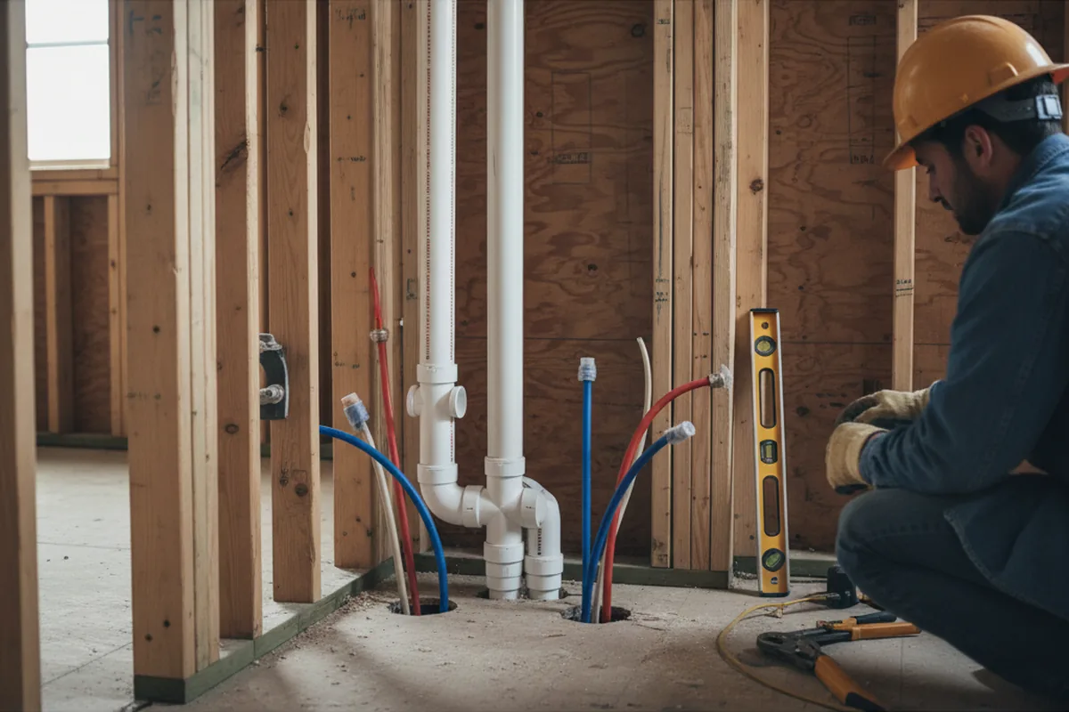 Drain and supply rough-in during Garbage Disposal Repair in Elma