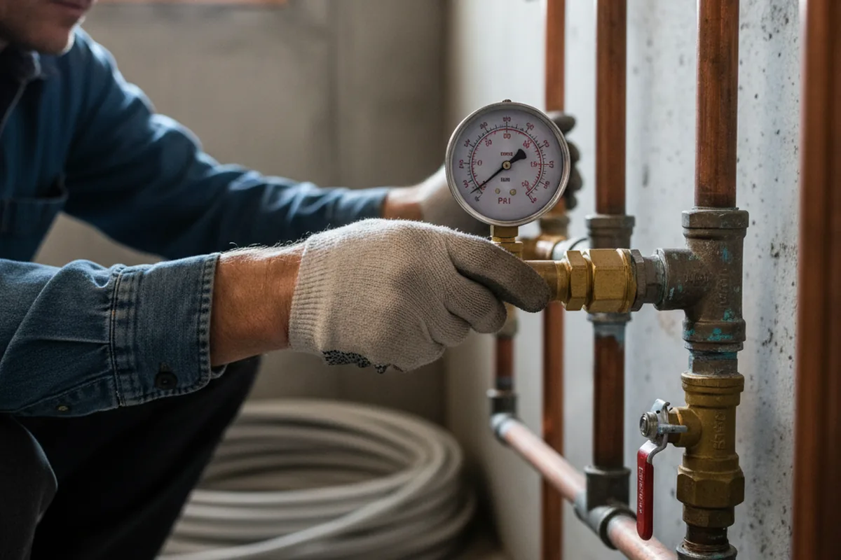 Pressure testing a repaired line during Water Line Repair in Elma