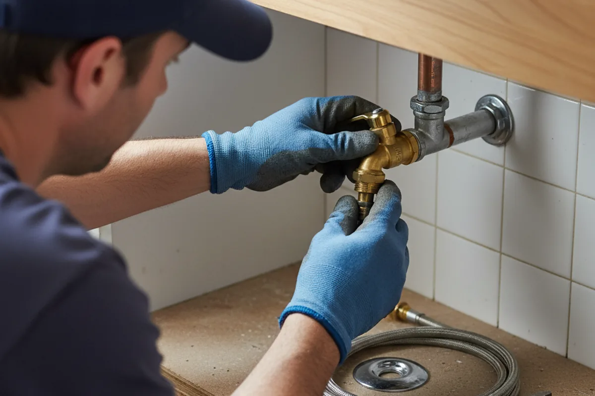 Shutoff valve and fitting work during Burst Pipe Repair in Elma